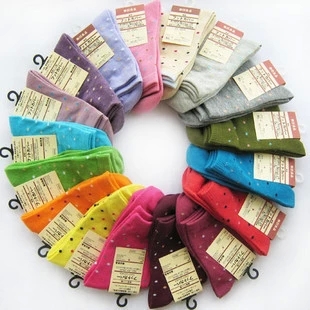 2015 Fashion 4 Pairs/Lot Socks Women Dots Harajuku Socks Candy Colors Socks Short Cotton Sock for Women Girls #LN