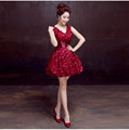 Doparty XS3 cheap plus size red champagne couture short tulle sexy elegant evening party dress wedding