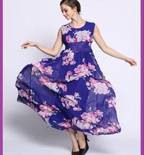M-6XL Plus size 2016 summer women’s high-end European style print chiffon dress beach dress