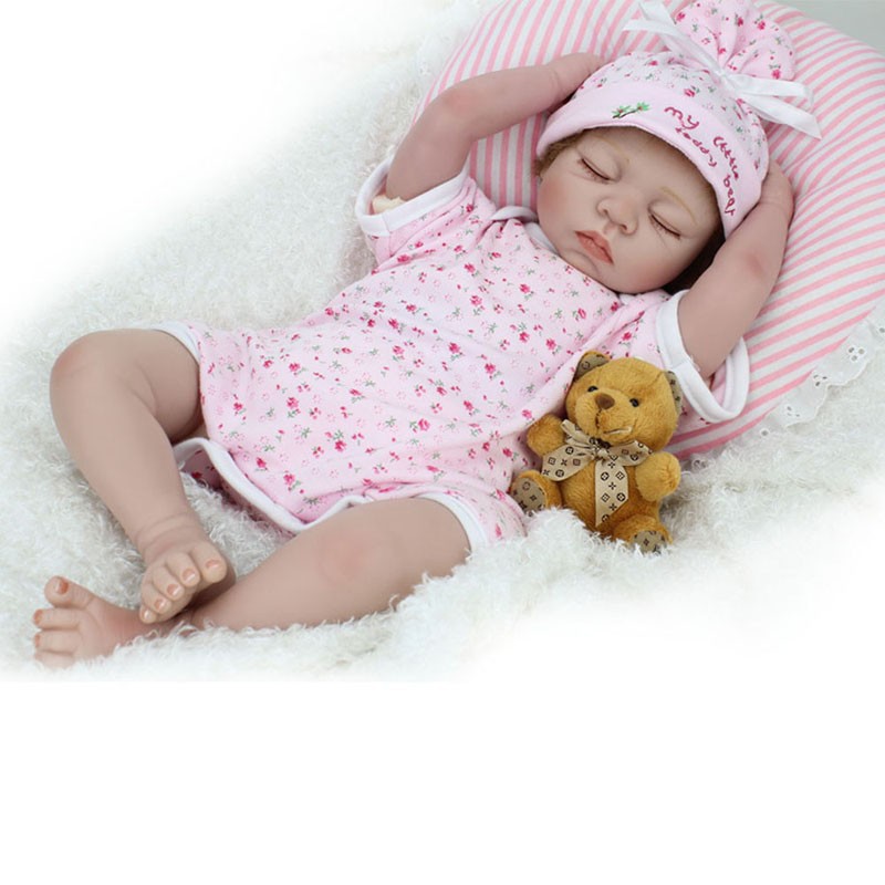 22inch Silicone Reborn Baby Interactive Dolls Lifelike Newborn Sleeping Girl Collectible Toys Women Treats