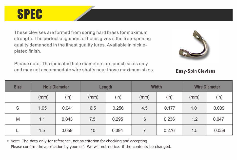 French Spinner Blade Size Chart