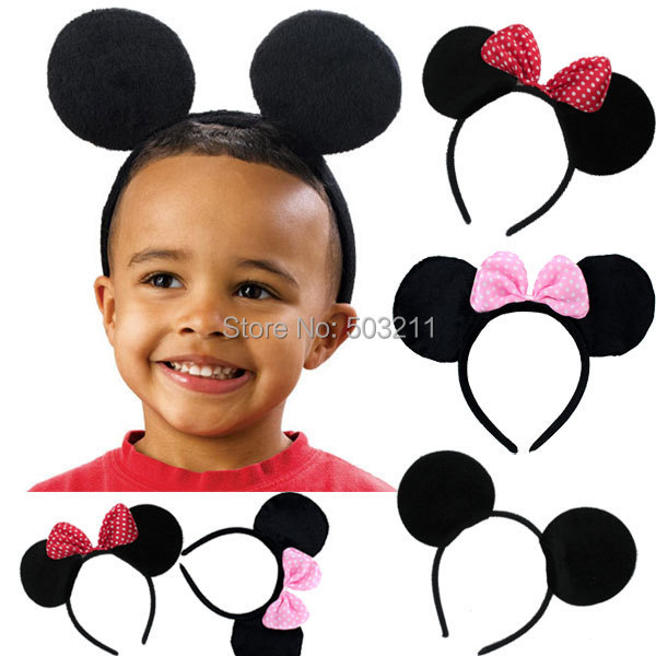 Children Hair Accessories Mickey Minnie Mouse Ears Headbands for Birthday party Boys Girls headband mickey Party Accessories