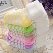 New hot sale stripe cotton thickening warm children’s socks Soft let go baby socks Terry flanging girl boy hosiery