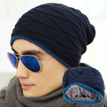 2016 ski Beanies of head cap season with velvet increasing outdoor hat winter men Knitted cap Man