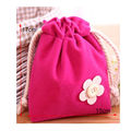 Cute Flowers Rose Women bag Red Candy Drawstring Pouch Velvet Purse Storage Bag Pouch 1pc 685