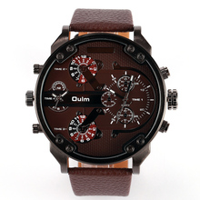 Oulm 3548 domineering 4 tiempo militar aire libre atmósfera con estilo gran mano para hombre dial del reloj del cuarzo correa ocasional de moda