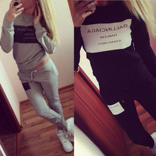 2014 Fashion Sportswear Printed Letter Tracksuit Long-sleeve Casual Sports Costumes 2 Piece Set Women