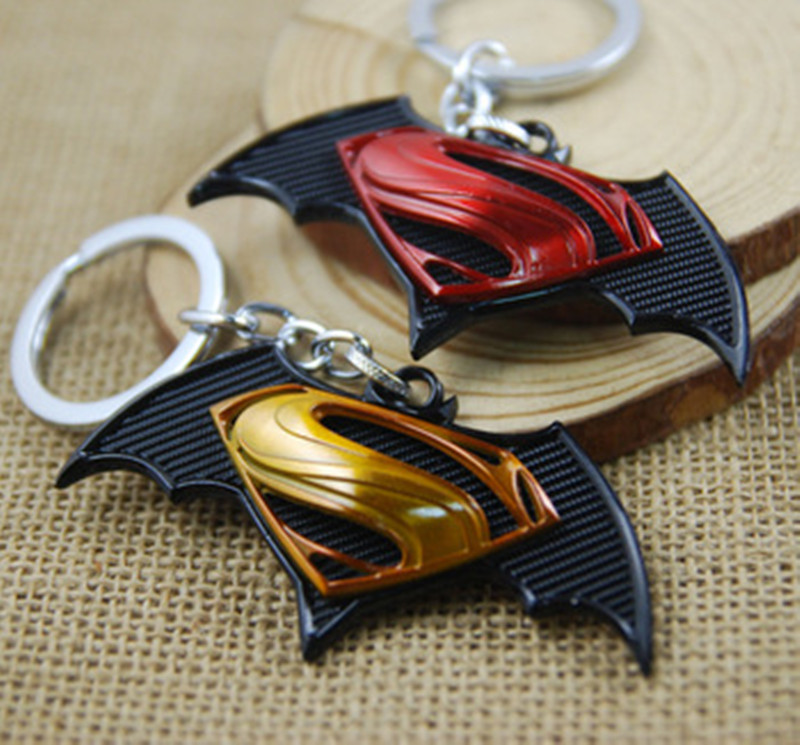 Image of Cartoon Superman vs batman keychain superhero keychain Batman keychains key rings gift key holder for cars