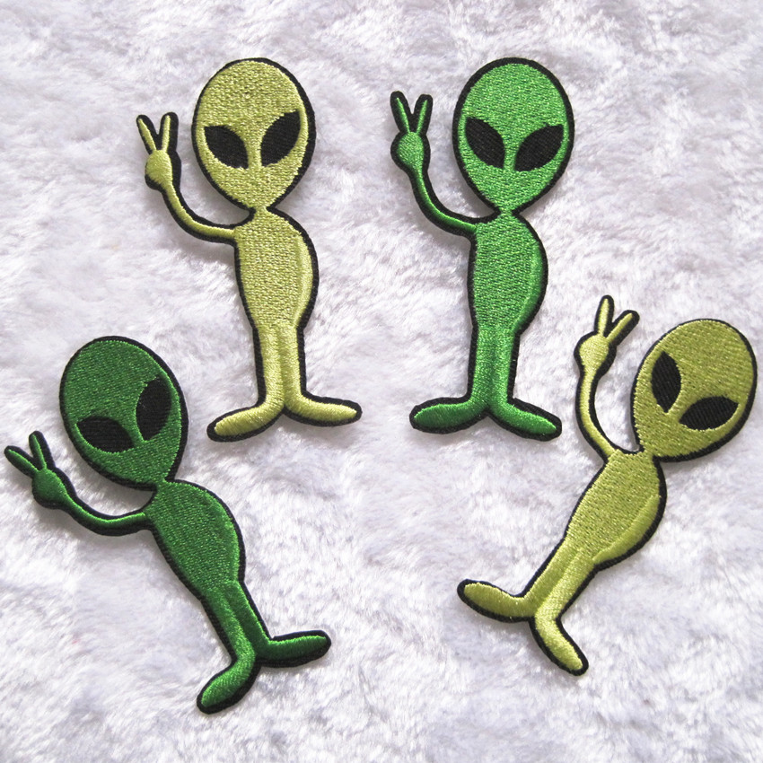 Image of 4 X Alien Cartoon Logo Iron on Patch Great Gift for Men and Women/ramakian