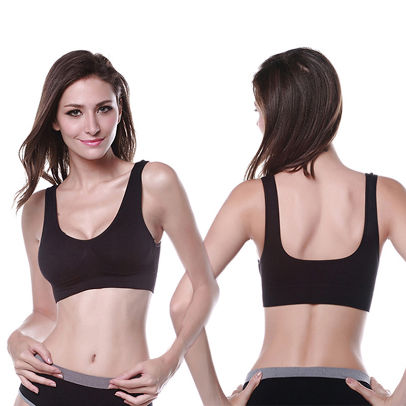 Image of Women Ladies Stretch Vest Outdoor Sports Bras Tops Underwear Seamless Slim Casual Push Up Gym Shapewear Bra Size M-XL
