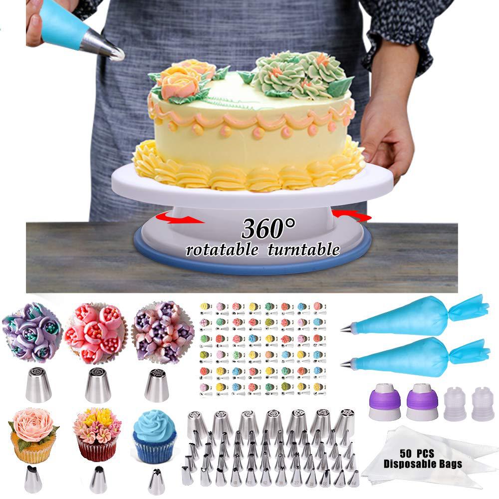 50pcs Cake Decor Kit Tool Baking Set Spatula Turntable Supplies DIY Fondant l/p