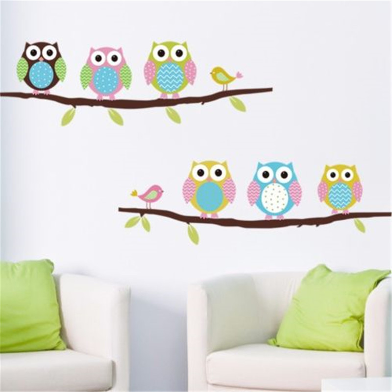 Image of Lovely Owl BirdS Branch Wall Decal Removable Stickers Kids Nursery Art Mural DIY
