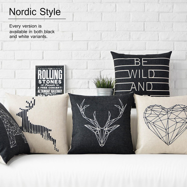 Nordic декоративные подушки decorativos, Оленей Подушки Бросить подушки для софы, геометрические подушку набор олень 45x45 случае охватывает,подушка на кресло,подушка прикол,наволочки на подушки