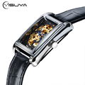 YISUYA 2017 Rectangle Watch Men Women Mechanical Hand Wind Wristwatch Skeleton Dial Elegant Bracelet Classic Male