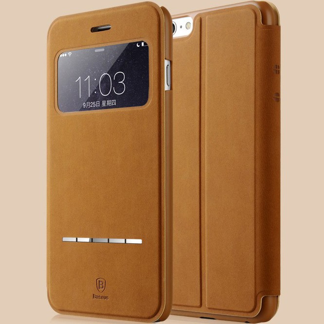 Image of Original Baseus Terse Window Flip Leather Case For iPhone 6 6S Ultra Thin Smart Sleep Phone Cases For iPhone 6 / 6S Plus 5.5 Bag