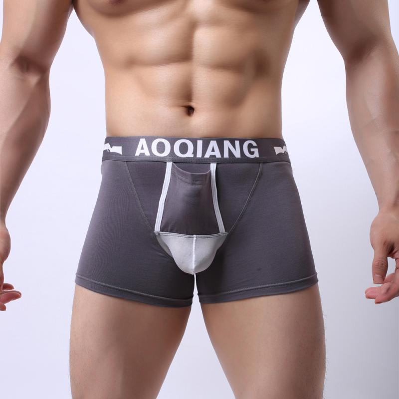 Sexy Boxers Men Breathable Cotton Convenientpocket Bulge Pouch Shorts Underpants Men Underwear 6309