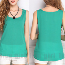 WHATWEARS Summer New 6 Size Women Clothing Fashion Chiffon Tank Tops Vest Shirts Solid 15 Candy