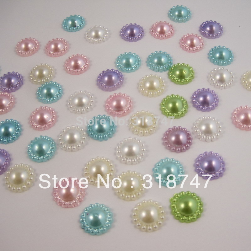 Image of 12mm multi options flower shape imitation Pearls Flatback beads for Scrapbook Decoration 48pcs/bag D15011201(12HS48)