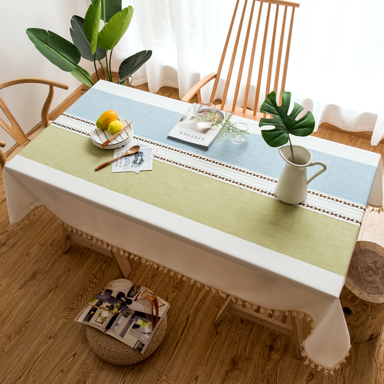 Cotton Linen Tablecloth Literary Dining Table Cloth Decorative Table Cover Decor