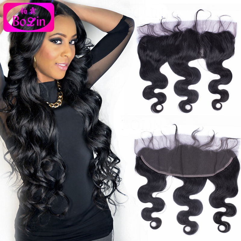 Image of Virgin Malaysian Lace Frontal 13x4 Bleached Knots Virgin Frontal Piece Body Wave Full Lace Frontal Malaysian Wavy