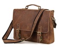 Vintage Brown Crazy Horse Genuine Leather Men s Briefcase Men Messenger Bags Cowhide Portfolio 14