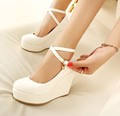Fashion Crystal Ankle Strap High Wedges Platform Summer Pumps For Women Casual Elegant Print Wedges Platform