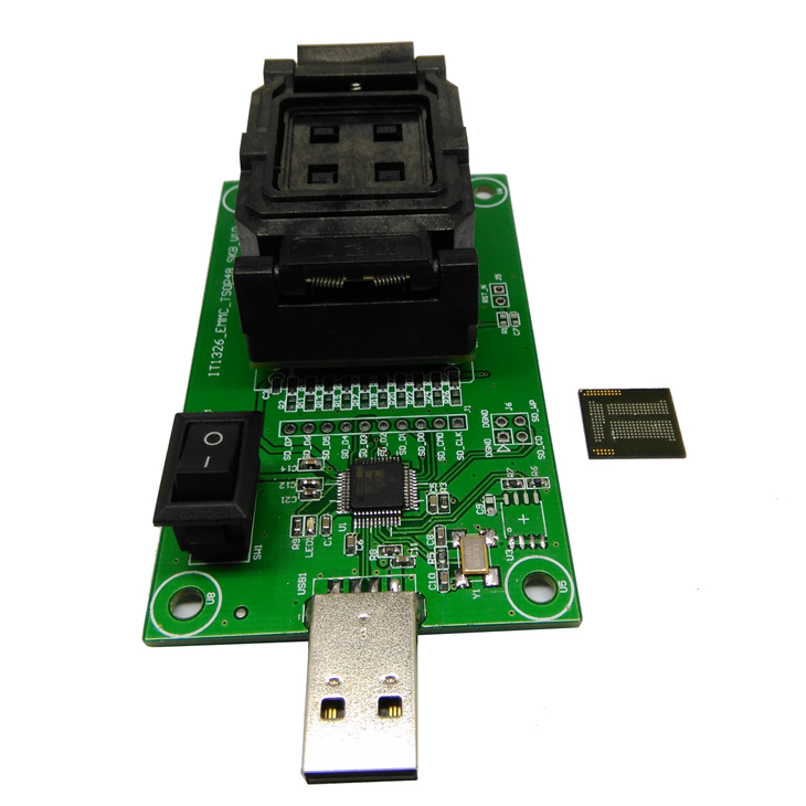 High Quality eMCP221 Socket to USB, for BGA 221 testing, size 11.5x13mm, nand flash programmer, Clamshell Test Socket Wholesale
