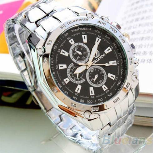 Min 16 Hot Sale Luxury Fashion Men Stainless Steel Quartz Analog Hand Sport Wrist Watch Watches