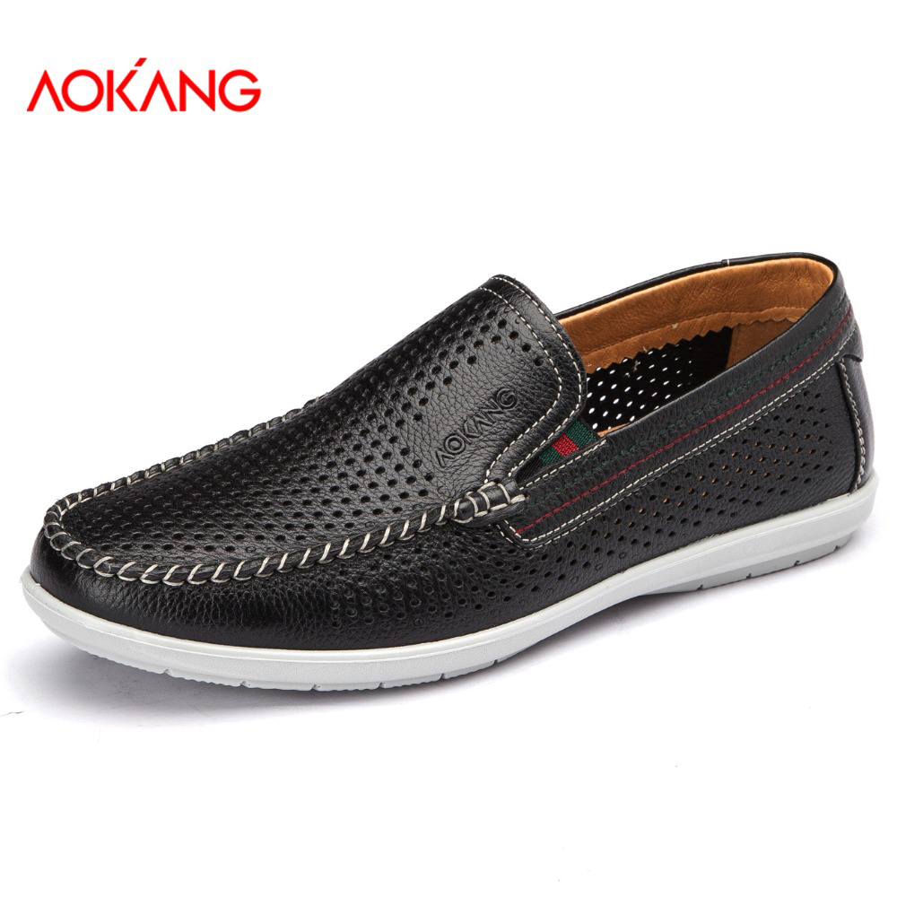 Aokang 2016 New Arrival Summer shoes Leather Man shoes Summer Cool Breathable Men's Shoes Casual Fashionmale shoes Free shipping