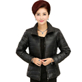 Woman Basic Puffer Jacket Black Blue Red Coat Middle Aged Womens Quilted Jackets Stand Collar Zipper