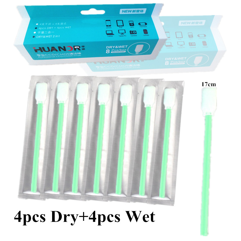 17  4 .  + 4 . Wet Cleaner Cleaning Kit    CMOS CCD SWAB  D-SLR     +  