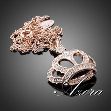 AZORA Queen s Crown 18K Rose Gold Plated Stellux Austrian Crystal Jewelry Pendant Necklace TN0095
