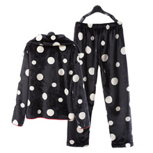 Song Riel autumn and winter fashion sweet wave point cozy flannel pajamas casual tracksuit suit Ms