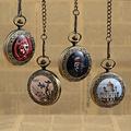 Retro Antique Bronze Alloy Flat Round Pendant Pocket Watches with Necklace Chain Women Men s Gifts