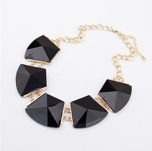 Sunshine jewelry store New Fashion Metal Alloy luxury Geometric Gem Chokers Statement Necklace