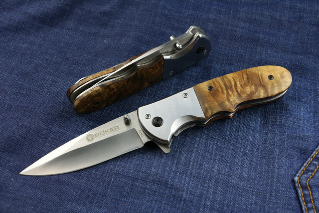 New Arrival Boker DA72 Combat Camping Folding Knife With 57HRC 5CR13MOV Blade Steel Red Shadow Wood