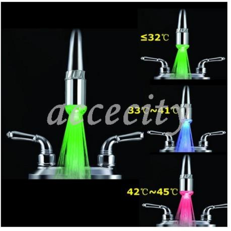 S103 Temperature Sensor 3 Color Change RGB LED Light Water Tap Faucet Glow Shower A2