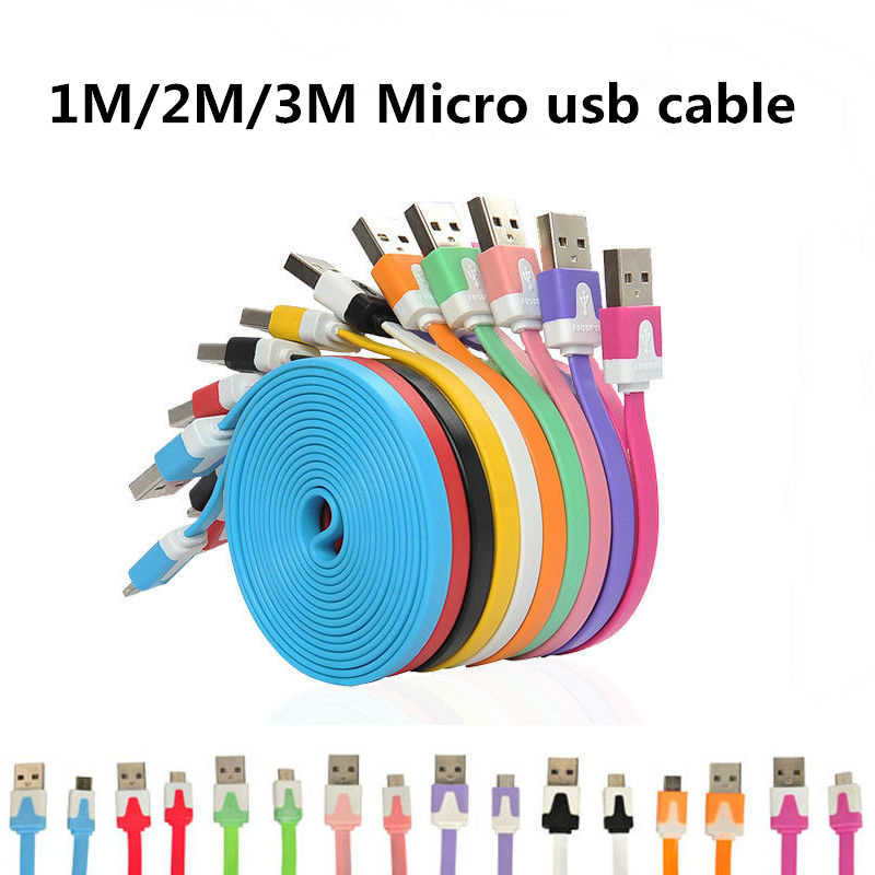 Image of 1M/2M/3M Flat Noodle Micro Usb Cable Mini 1M Flat Noodle Micro USB Data Sync Charger Microusb Cable for Samsung Android