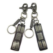 Luxury 100% genuine leather keychain special design Punk style leather jewelry all-purposes key chains for men free ship KY0103