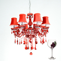 Free Shipping Modern led crystal chandeliers 6 Lights for kitchen room Livingroom Bedroom Red Color K9