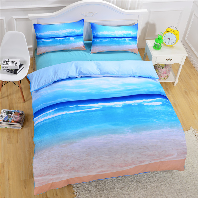 Brand New Beach And Ocean Bedding Hot 3D Print Duvet Cover Cheap Vivid