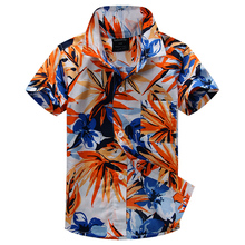 2015 new arrival cotton 100% floral shirt hawaiian shirt aloha shirt for boy T1507