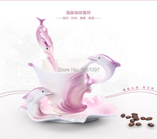 Coffee cup Tea cup Fashion European style Bone China creative dolphin coffee cup Exquisite ceramic tea