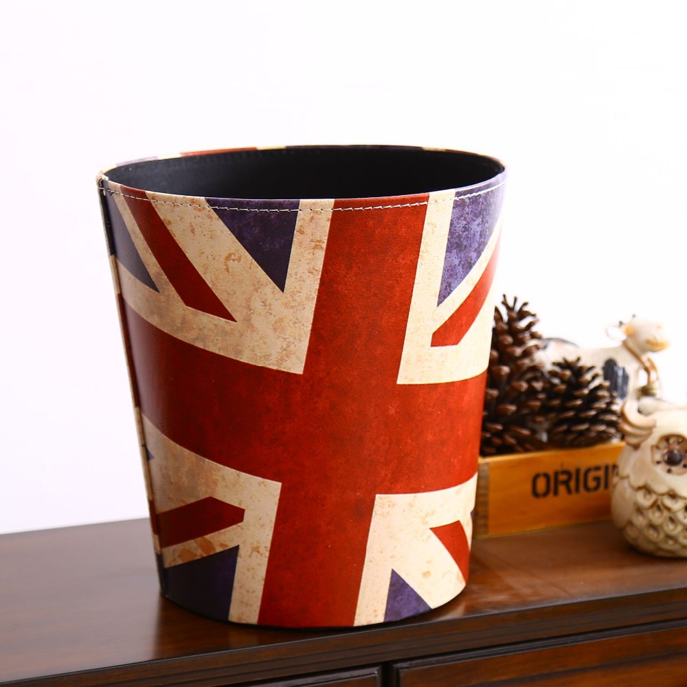 Vintage British London/American Flag Trash Can Garbage Wastebasket