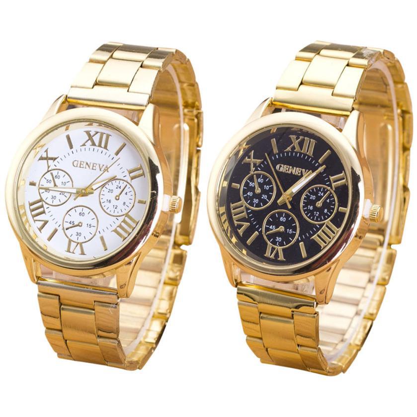 Image of 2016 Luxury Business Fashion New Vintage Womens Men Stainless Steel Digital Alarm Stopwatch Wrist Watch Gold Digital Watches