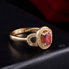 High Quality 18K Gold Plated Ruby Finger Rings Elegant Brand Jewelry CZ Diamond Austrian Crystal For