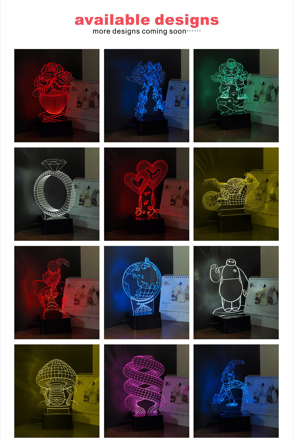 CFL Shaped Seven Colors Changeable LED RGB Lampara Touch Night (6)