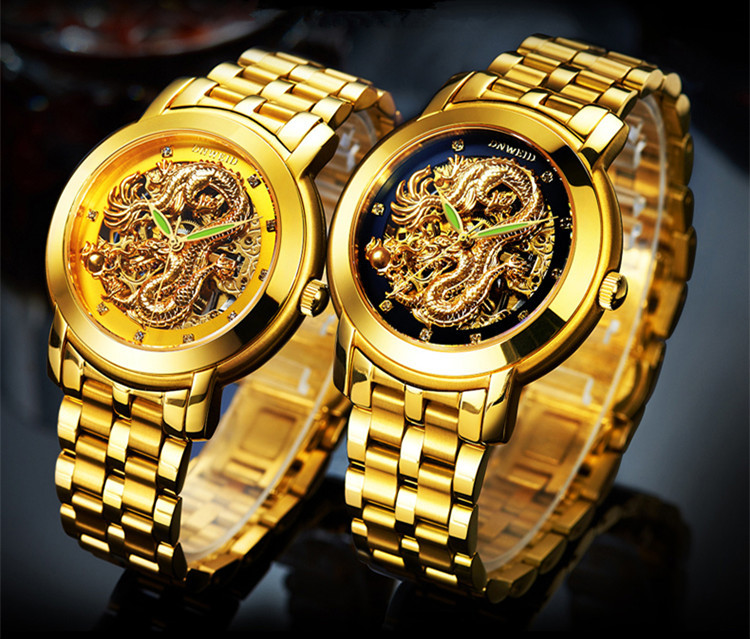 Mechanical Dragon Wrist Watch 2015 Hot Mechanical Waterproof Hollow Out Ultra thin Watches Men chinese Wrist