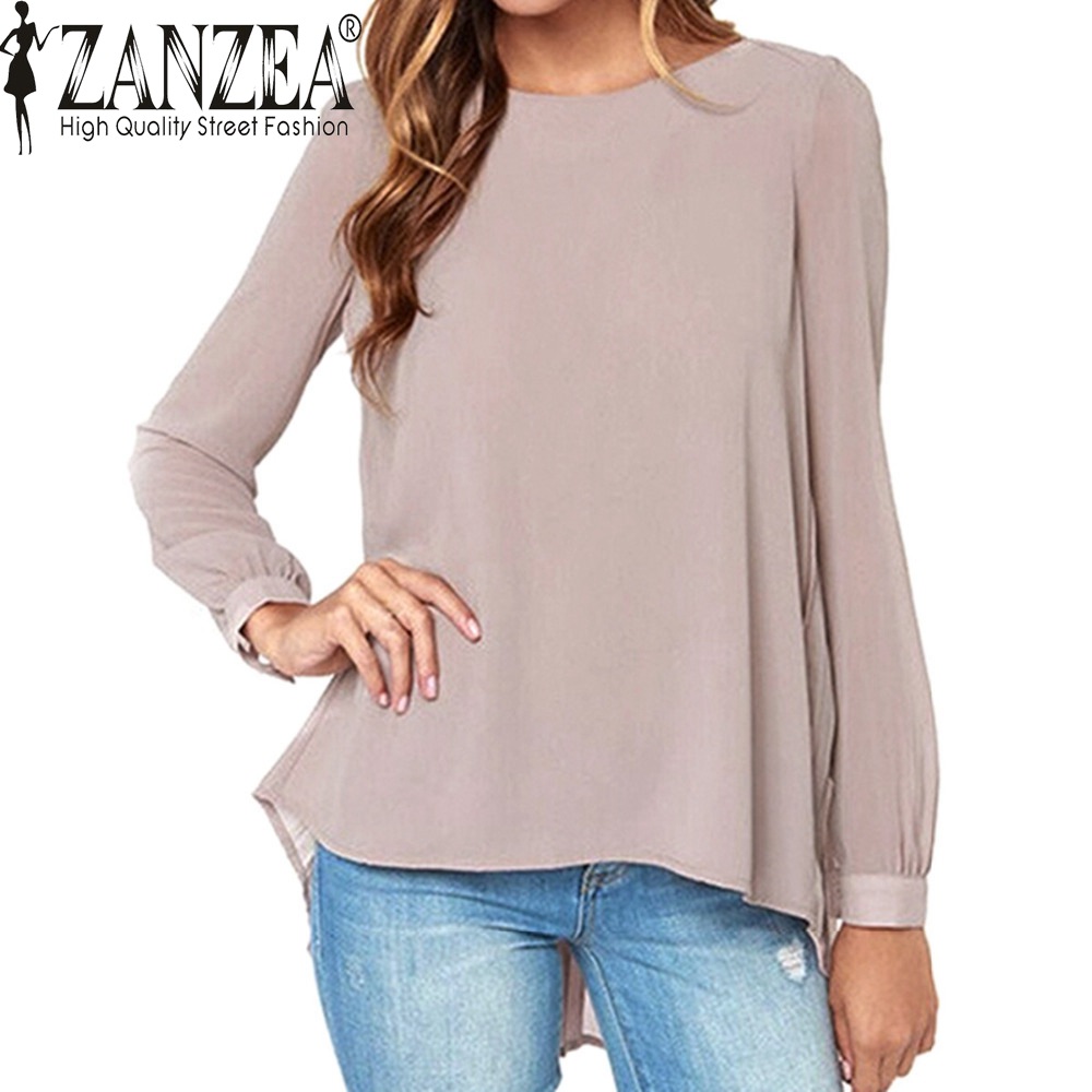 Image of Zanzea New 2016 Summer Style Women Blusas Sexy Casual Loose Chiffon Tops Long Sleeve Solid Shirts Ladies Blouses Plus Size