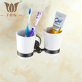 RBP Series Roman Bronze Cup Tumbler Toothbrush Holders Porcelain Base 2 cups holder Wall Mounted Bathroom